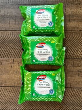 Zyrtec Soothing Non-Medicated Face Wipes 25 Count X3  (75 Total) New Sealed